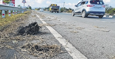 Mud from tractor tyres adorn roads