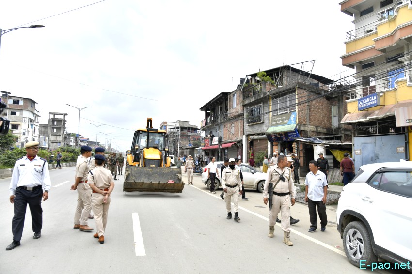 Encroachment eviction from Keishampat Junction to Malom along Tiddim road, Imphal :: 12th July 2025