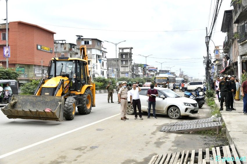 Encroachment eviction from Keishampat Junction to Malom along Tiddim road, Imphal :: 12th July 2025
