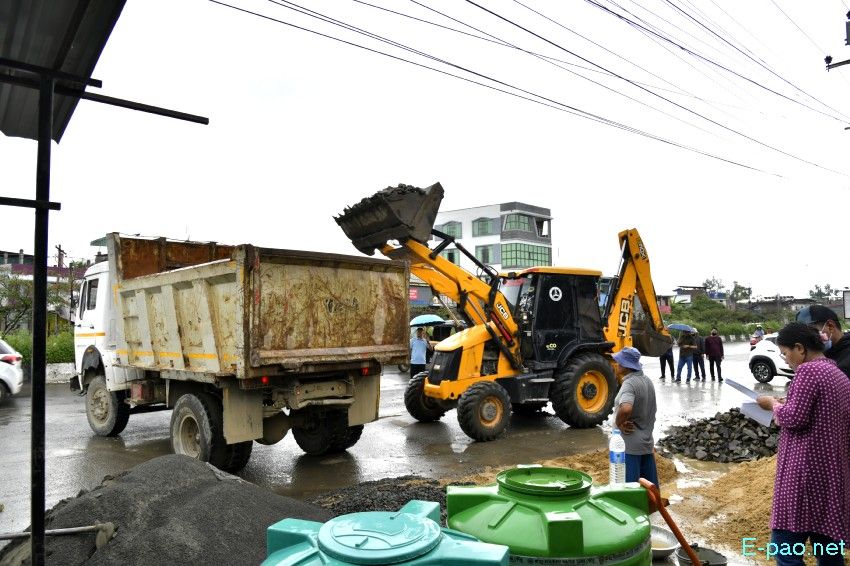 Encroachment eviction from Keishampat Junction to Malom along Tiddim road, Imphal :: 12th July 2025