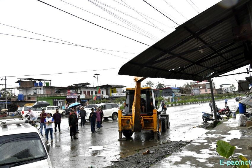 Encroachment eviction from Keishampat Junction to Malom along Tiddim road, Imphal :: 12th July 2025