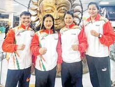 MABA greets Boxam Elite Tournament medallists M Jadumani and Th Sanamacha Chanu