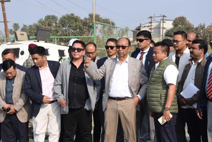 Chief Minister Shri Yumnam Khemchand Singh inspects ongoing development work at Dinku Road