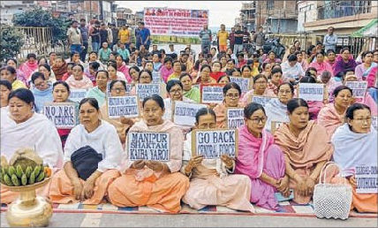Lamding sit-in protest condemns Tronglaobi, TM Kasom killings; demands justice