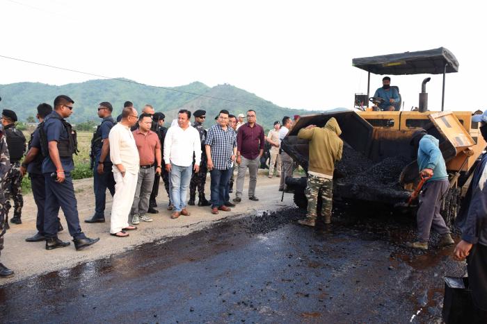 CM inspects Imphal-Saikul road work