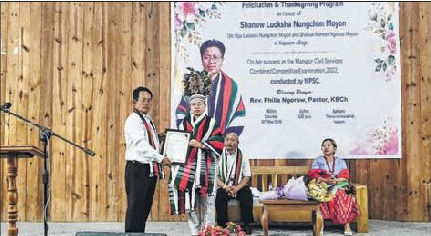 Kapaam village felicitates MCSCCE 2022 achiever Lucksha Nungchim Moyon