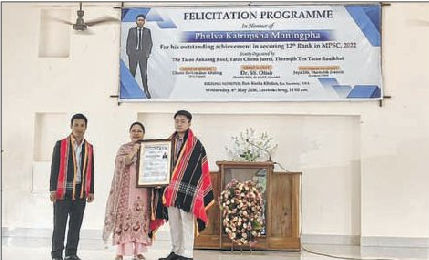 Tarao community felicitates civil service achiever K Moningpha Tarao