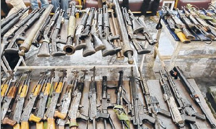 Huge cache of arms seized; 4 held