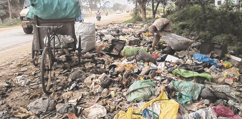 Garbage piles up near Manipur Dairy