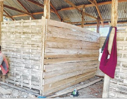 Makeshift structure make do as classrooms at Kangpat school