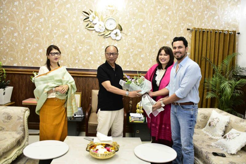 CM Yumnam Khemchand Singh meets renowned Filmaker Randeep Hooda and Linthoingambi Laishram