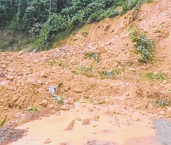 Landslide strands trucks along NH-37