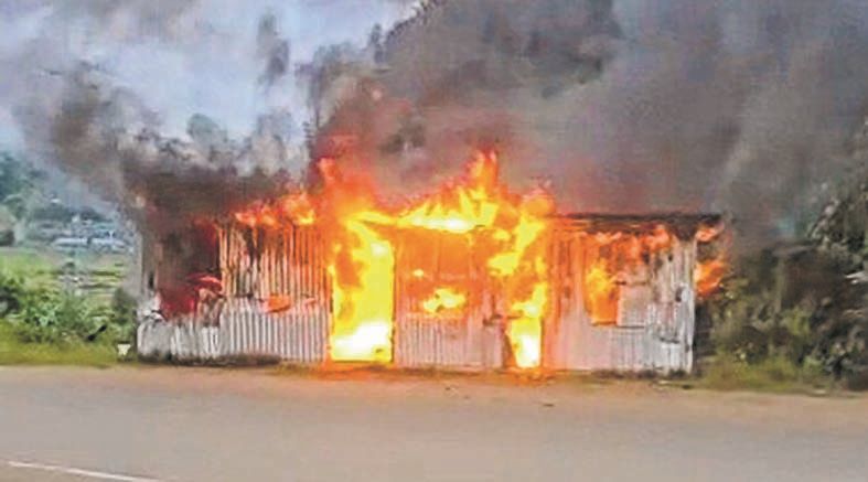 Houses at Senapati-Kangpokpi border go up in flames Houses torched, CRPF man injured