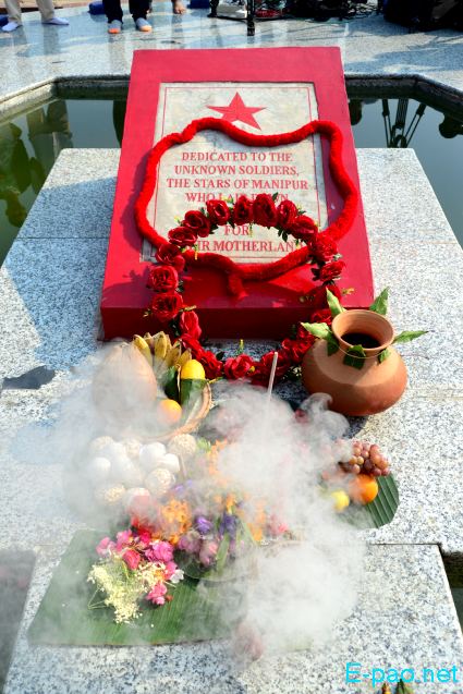 Floral tributes to PLA members killed (in 1981/82) at Cheiraoching memorial complex :: 13th April 2024