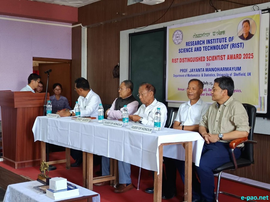 RIST Distinguished Scientist Award 2025 handed over to Prof Jayanta Manoharmayum at Manipur University :: July 25th 2025