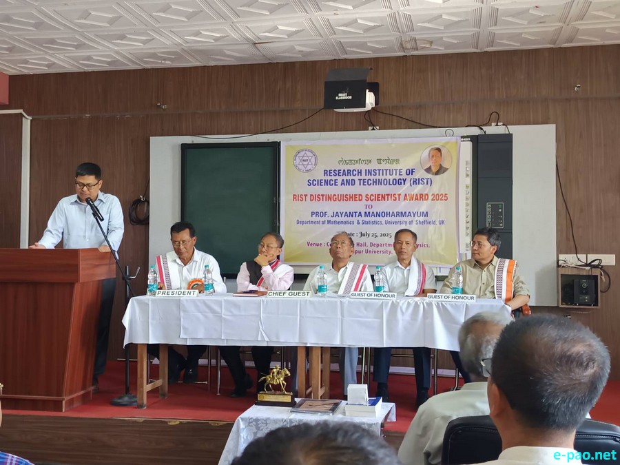 RIST Distinguished Scientist Award 2025 handed over to Prof Jayanta Manoharmayum at Manipur University :: July 25th 2025