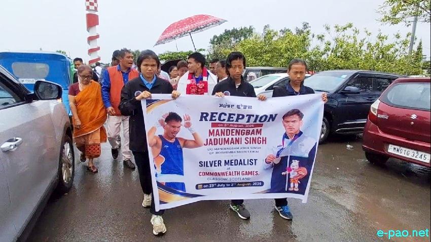 Mandengbam Jadumani : Silver medal at Glasgow Commonwealth Games, reception at Imphal Airport :: 5th August 2026