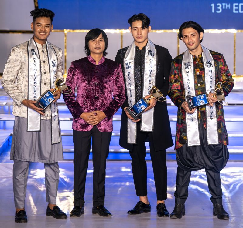  Winners of Set Wet Mega Mister North East 2024 with Founder of Mega Entertainment Abhijeet Singha 