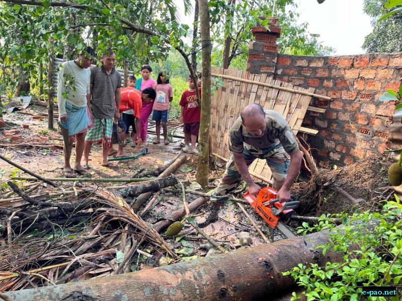  Assam Rifles opens up roads in Jiribam after massive hailstorm 