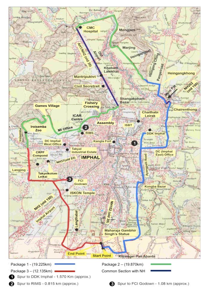 Imphal Ring Road Project Package Map in April 2024