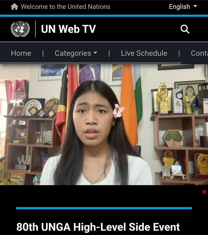 Licypriya Kangujam, climate activist from Manipur, at 80th United Nations General Assembly (UNGA)  ::  September 22 2025