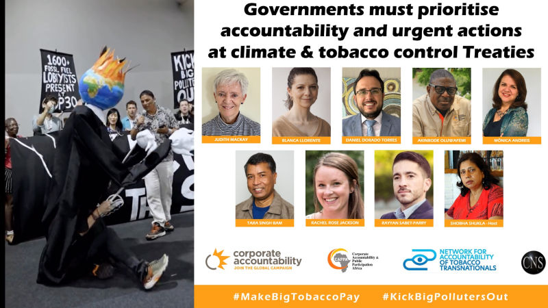  Will governments make Big Tobacco pay and kick Big Polluters out from Treaty meets? 